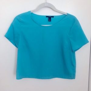 Teal crop top blouse